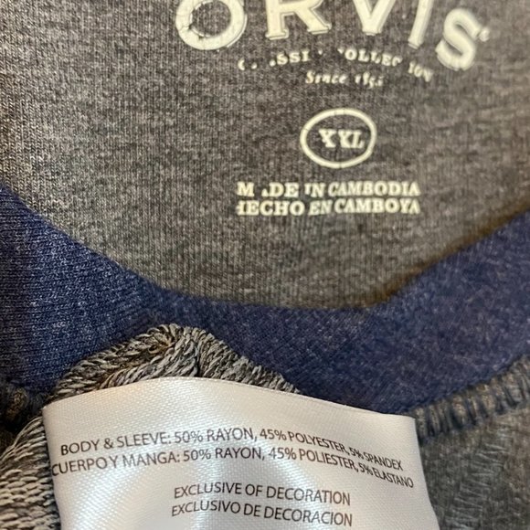 ORVIS Men’s Raglan Long Sleeve T-Shirt Gray & Blue XXL - Picture 7 of 9